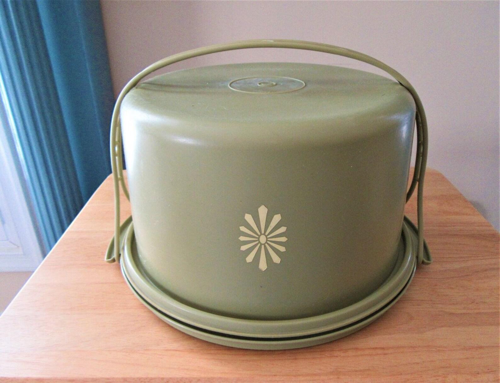 Vintage Olive Green Tupperware Servalier Bowl with Top