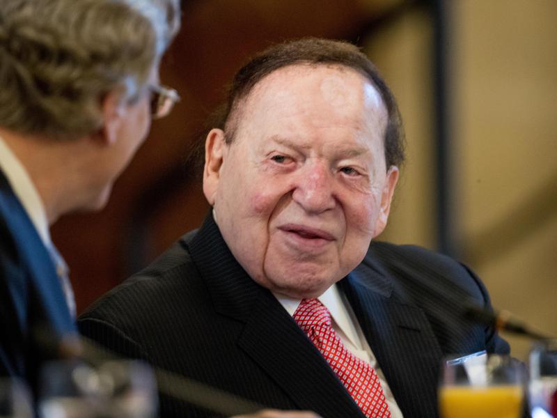 ChiefExecutive of Las Vegas Sands Corporation Sheldon Adelson is seen at a business roundtable with Japanese Prime Minister Shinzo Abe at the U.S. Chamber of Commerce in Washington, Friday, Feb. 10, 2017.